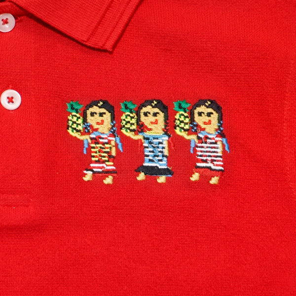 Playera tipo Polo, Infantil, Flor de Piña, Talla Mediana