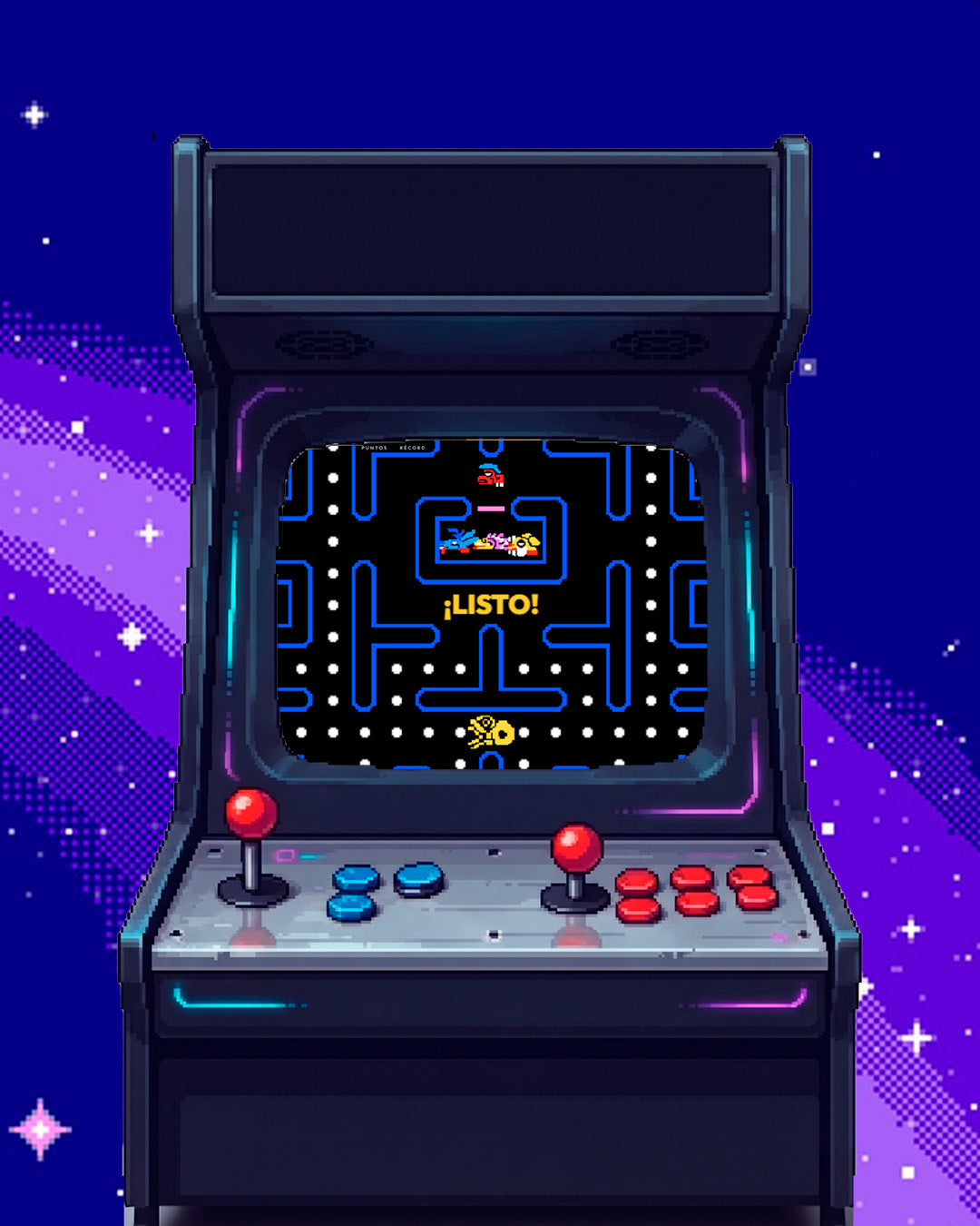 Consola de arcade con el Pacman prehispánico