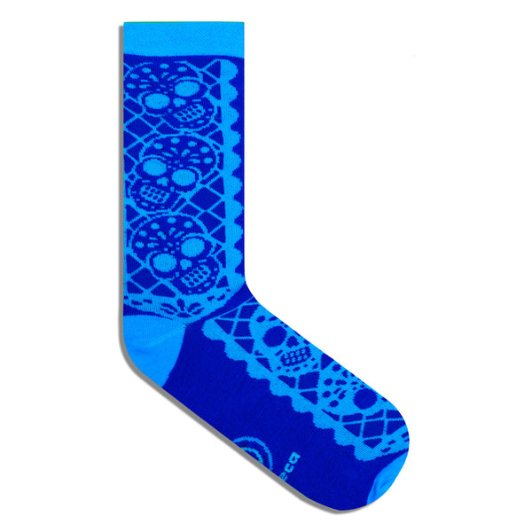 Papel picado, calaveritas (Azul)