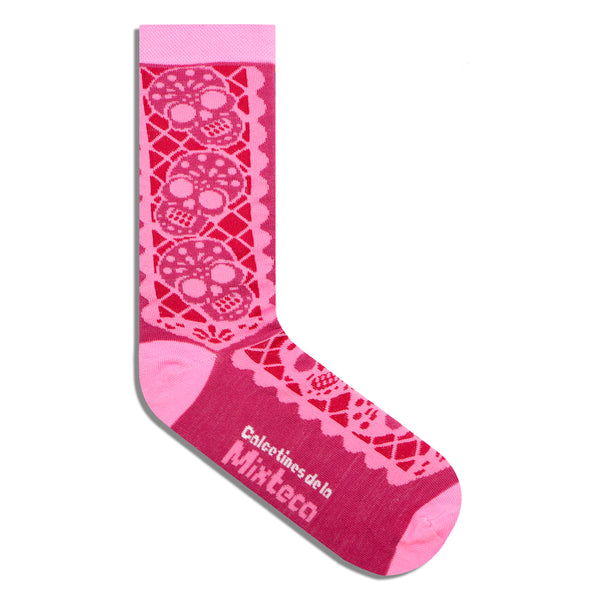 Papel picado, calaveritas (Rosa)